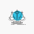 Balance, decision, justice, law, scale Line Icon