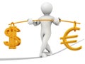 Balance of dollar and euro. 3d Royalty Free Stock Photo