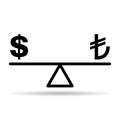 Balance dollar harmony vector icon shadow background. Business flat symbol vector illustration