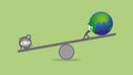 Balance of earth and pollution. ESG and green business policy concept of net zero emission, carbon footprint