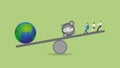 Balance of earth and pollution. SG and green business policy concept of net zero emission, carbon footprint, carbon dioxide