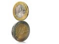 Balance euro coins one up to other balancing economy price jobs management - 3d rendering Royalty Free Stock Photo