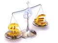 Balance of euro and dollar Royalty Free Stock Photo