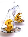 Balance of euro and dollar Royalty Free Stock Photo