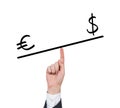 Balance with euro and dollar Royalty Free Stock Photo