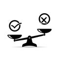 balance icon. confirmation and rejection badge. illustration