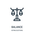 balance icon vector from voting elections collection. Thin line balance outline icon vector illustration