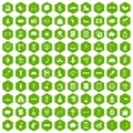 100 balance icons hexagon green