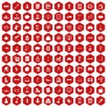 100 balance icons hexagon red
