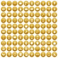 100 balance icons set gold