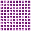 100 balance icons set grunge purple Royalty Free Stock Photo