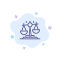 Balance, Law, Justice, Finance Blue Icon on Abstract Cloud Background