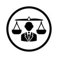 Balance, law, justice icon. Black vector graphics Royalty Free Stock Photo