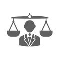 Balance, law, justice icon. Black vector illustration Royalty Free Stock Photo