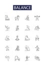 Balance line vector icons and signs. concept, equilibrium, life, harmony, work, equality, illustration,weight outline Royalty Free Stock Photo