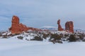 Balance Rock Area in Winter, Arches National Park Royalty Free Stock Photo