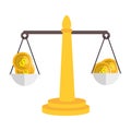 balance scale with money isolated icon Royalty Free Stock Photo