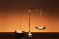 Balance scale on orange color background Royalty Free Stock Photo