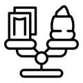 Balance scales icon outline vector. Hall event