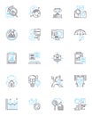 Balance sheets linear icons set. Assets, Liabilities, Equity, Cash, Accounts, Receivables, Prepaid line vector and