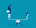 Balance. Small and Large business balancing on seesaw. Concept business vector illustration