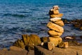 Balance stack stone on seacoast Royalty Free Stock Photo