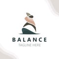 Balance stone logo massage stone yoga, rock arrangement for spa and health meditation symbol