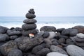 Balance stone tower on sea shore Royalty Free Stock Photo