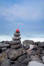 Balance stone tower on sea shore Royalty Free Stock Photo