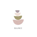 Balance stones flat vector illustration. Creative geometric shape pebble pyramid