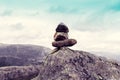 Equilibrium of stones in mountains with blue sky Royalty Free Stock Photo