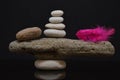 Balance with stones and red feather