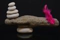 spa concept Balance with stones and red feather