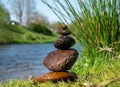 Balance stones on a river background Royalty Free Stock Photo