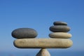 Balance Of Stones. To Weight Pros And Cons. Balancing Stones On The Top Of Boulder. Close Up.