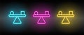 Balance symbol neon vector icon. Royalty Free Stock Photo