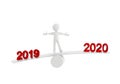 2020 2019 balance white humnan  character - 3d rendering Royalty Free Stock Photo