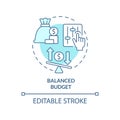 Balanced budget turquoise concept icon