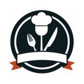 Chef Logo with Knife Spoon and Chef Hat Trio Royalty Free Stock Photo