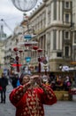 Balanced Chinese street perfomer, Vienna Royalty Free Stock Photo