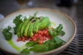 Balanced diet, cooking, culinary and food concept - close up of vegetables, fruits and meat on wooden table Royalty Free Stock Photo