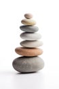 Balanced Japanese Rocks in Ascending Order, Isolated on White. Generative ai Royalty Free Stock Photo