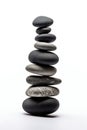 Balanced Japanese Rocks in Ascending Order, Isolated on White. Generative ai Royalty Free Stock Photo