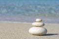 Balanced pebbles on a the beach, close up Royalty Free Stock Photo