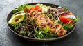 Balanced plate nutritious salad with lean proteins, low carb selections, grilled chicken, avocado Royalty Free Stock Photo