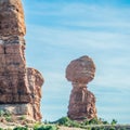 Balanced Rock in Arches National Park near Moab Utah at sunset Royalty Free Stock Photo