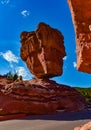 The Balanced Rock, Leaning Rock. The Garden of the Gods, Colorado, US Royalty Free Stock Photo