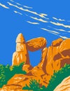 Balanced Rock near Big Bend National Park Texas USA WPA Poster Art