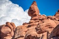 Balanced Rock, rock formation in the Arches National Park, Utah in summer season Royalty Free Stock Photo