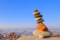 Balanced Rock Zen on the background of the sea. The concept of fall risk and unstable equilibrium Royalty Free Stock Photo